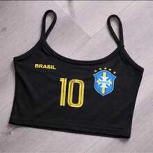 Women's Cropped Top Brazil No. 10 – Strappy Twisted Style Top In Various Colors - Black - View 1