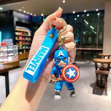 1pc [Marvel Fans Cool Style] Blue, White, And Red Silicone Dolls+Shield Pendants, Keychains, Bag Decorations/Holiday Gifts New Year's Gift, Valentine's Day Gift, Easter Gift (Stochastic Style) - Multicolor - View 1