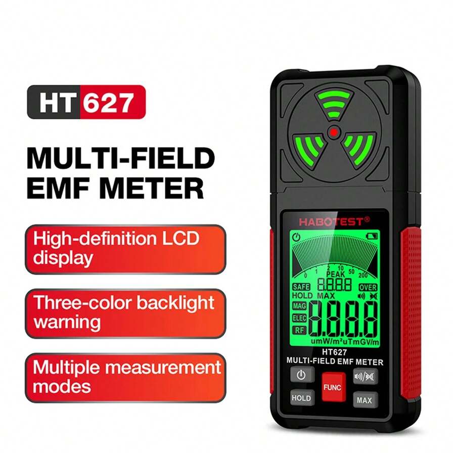 EMF Meter, 3-In-1 Electromagnetic Field Radiation Detector For E F RF MF