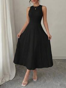 PRETTYGARDEN Women's Summer Dresses Casual  Business Work Midi Sleeveless A Line Pleated Evening Elegant Dresses Cocktail Wedding Guest Graduation Dress Black Dresses For Women - 黑色 - 查看 3