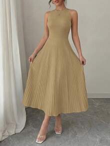PRETTYGARDEN Women's Summer Dresses Casual  Business Work Midi Sleeveless A Line Pleated Evening Elegant Dresses Cocktail Wedding Guest Graduation Dress Camel Dresses For Women - 駝色 - 查看 3