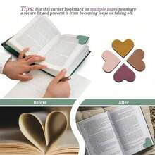 1Pcs Leather Heart Shaped Bookmarks, Book Lover Book Accessory, Bookmarks For Women, Book Lover Bookmarks, Suitable For Women And Book Lovers, Cute Handmade Book Gift Accessory, Random Color, Valentine's Day Gift - A - View 2