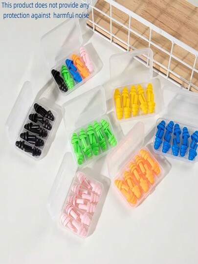 10pcs/Set (5 Pairs) Reusable Soft Earplugs - Suitable For Concerts, Swimming, Snoring, Flying; Reading, Resting And Air Travel. Earplugs - Anti-Snoring, Suitable For Study And Sleep. TPE Material. Multiple Colors Available (Blue, Black, Pink, Green, Orange). All-Day Comfortable Wear. Holiday Themed Design. Earplugs.