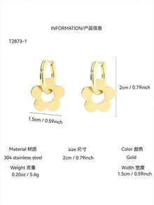 TONSI 一对奢华简约百搭时尚精致18K镀金不锈钢花朵耳环，轻盈舒适，低过敏性，不褪色，寓意吉祥，适合女性日常通勤、节日庆典和派对等场合佩戴。 - 彩色 - 查看 6