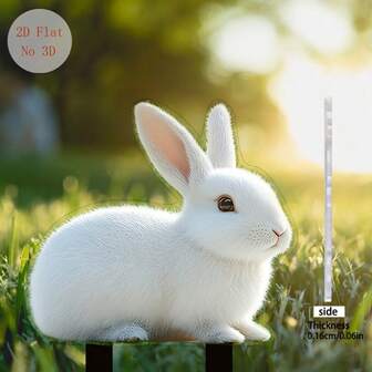 1pc Acrylic Easter Bunny Flat Figurine, 2D Design, Garden Stake Decor, Suitable For Home Garden And Lawn, Brings Sweet And Comfortable Atmosphere, Ideal Outdoor Decoration And Gift Choice.