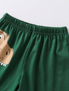 2pcs Young BoyTrendy Summer Cute Dinosaur Graphic T-Shirt And Shorts Set - Green - View 5