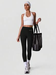 Sodalemon Women's White Racerback Tight Yoga Tank Top With Padded Bra - White - View 7