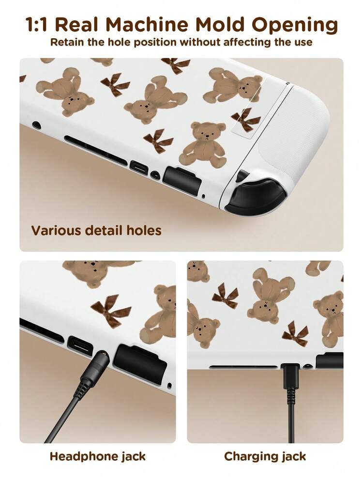 Ayotu Skyddsfodral för Switch med björn- och fjärilstema, lämplig för nya Switch 2 (2025)/Switch NS/Switch OLED, kan användas på dockningsstationen utan att ta bort den, universellt skyddsfodral för gamepad, Switch-speltillbehör, fall- och repskyddande, vårromans/tillbaka till skolan/alla hjärtans dag-present - Visa 2