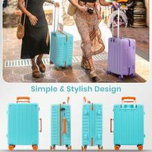 Lightweight 20 Inch Carry On Suitcase, PC Hard Shell Travel Small Luggage With 4 Spinner Wheels & TSA Lock For Travel, Blue - Mint Blue - View 8