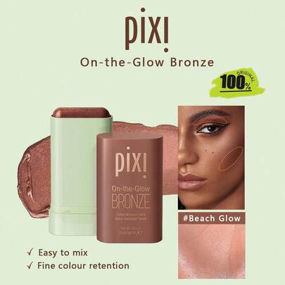 Pixi ON-THE-GLOW 沙滩光泽，奶油质地，微妙闪光，柔滑润唇膏，柔和光泽效果，自然轮廓，缎光妆效，双效高光修容膏，多用途润唇膏，19克/0.6盎司。