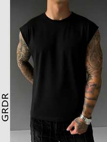 GRDR Men's Loose Fit Sleeveless Tank Top, Suitable For Summer - Black - View 2