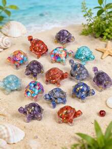 1/3/6/12pcs Multi-Color Crystal & Resin Sea Turtle Decorations - Healing Gemstone Pocket Decor, Suitable For Home Living Room Bedroom Office Aquarium Ornaments - Sea Turtles - View 3