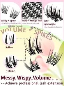 Eimny EIMMY Lash Clusters Kit ,3Style Ultra Lightweight And Comfy, Wispy Fairy Fluffy Eyelash Clusters Anime Cosplay Individual Lash CD Curve 10-16Mm Full Tool Set With Glue, Tweezers, Brushes,Lightweight & Reusable - Multicolor - View 9