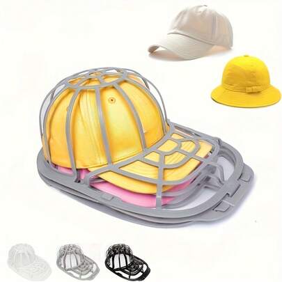 三层设计帽子清洗架，适用于洗衣机和洗碗机 - 可容纳两顶帽子的帽子架，棒球帽清洗器，两种尺寸的棒球帽收纳盒和棒球帽清洗器