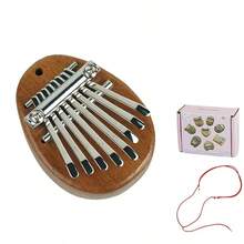 8 Keys Mini Kalimba Thumb Acoustic Piano Finger Musical Instrument Sapele Wood - màu nâu - Xem 9