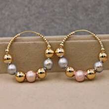 Boucles d'oreilles perle dorée à la mode pour femmes, accessoire de bijoux de luxe pour mariage et anniversaire - Doré - View 8
