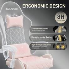 HLDIRECT Gaming Chair With Massage Lumbar Pillow, Breathable Felt Fabric, 90-135° Reclining, Linkage Armrests, Footrest, Ergonomic Office Chair For Adults - Màu Hồng baby - Xem 6