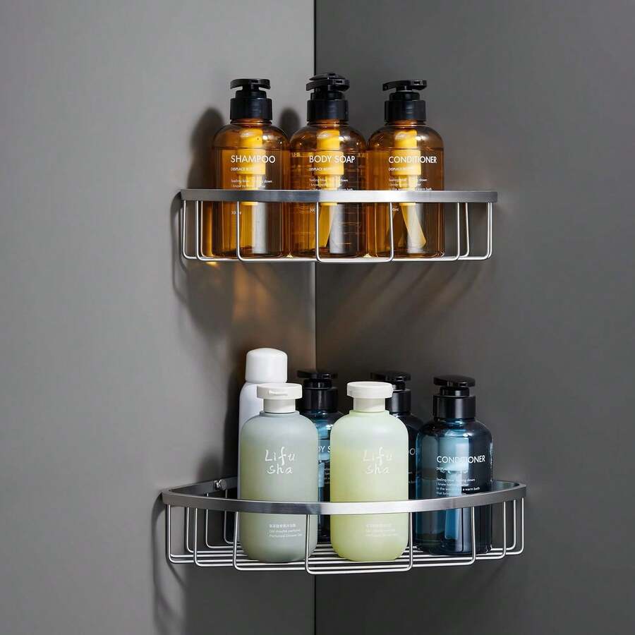 ¡RecomendadoCesta de estante de esquina para baño, ducha, ultra resistente, resistente a la corrosión, organizador de estantes de acero inoxidable, soporte para champú, estante de almacenamiento montado¡Top de Temporada - Níquel cepillado - Ver 1