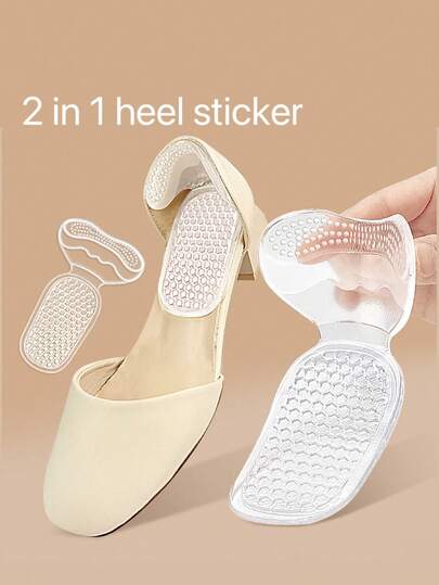 2pcs Silicone Heel Pads, Women's Transparent Heel Protectors, Reduce Shoe Size, Comfortable Insoles, Suitable For Oversized Or Rubbing Shoes