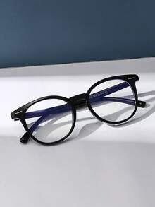 Round Plastic Black Frame Glasses, Light Glasses For Computer, Gaming, TV, Mobile Phone, Fashion Optical Glasses - Black - View 3