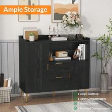 Buffet Cabinet With Drawers, 40 In Sideboard Buffet Storage Cabinet With Shelves And Doors, Modern Coffee Bar Station Wood Kitchen Table For Kitchen, Dining Room - Black - View 7