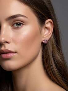 6pcs Multi-Color Faux Crystal Stud Earrings, Y2K Shiny Minimalist Elegant Personalized Sweet Fashion Versatile Earrings For Daily, Casual, Party, Vacation, Nightclub Wear - Multicolor - View 8