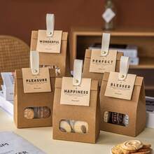 10 PCS Kraft Paper Bakery Bags Self Standing Food Bags For Pastries Cookies And Baked Goods - Màu vàng - Xem 4
