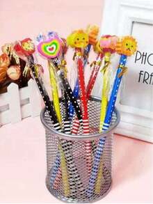 Conjunto de 5/15/30/50/100 lápis infantis criativos com desenhos animados, ideais para estudantes. Estes lindos lápis vêm com borracha, perfeitos como material escolar, recompensas educativas e presentes (cores sortidas). (Os desenhos dos lápis podem variar). Ótimos para a volta às aulas. - Multicolorido - Ver 5