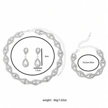 3pcs Luxury Water Drop Jewelry Set | Rhinestone Copper Alloy Necklace & Bracelet | Wedding Party Gift - White - View 2