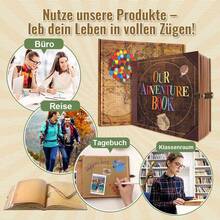 OUR ADVENTURE BOOK An Adventure Book, Retro Style Scrapbook Photo Album, Embossed Envelope, Travel Journal, Scrapbook Set For Couples, Memory Book For Anniversary, Wedding, Valentine's Day Gifts - 復古色 - 查看 8