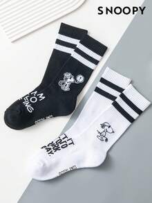 SNOOPY 2/1 Pair Genuine Pattern Men's Crew Socks, Cute Cartoon Design Men's Socks, Odor-Resistant Moisture-Wicking Casual Sports Crew Socks, Suitable For Students/Adults As Gifts And Daily Wear, Socks - Multicolor - View 4