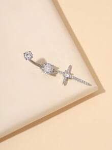 1 pieza Anillo de ombligo de barra de titanio de moda, adecuado para uso diario - Plateado - Ver 5