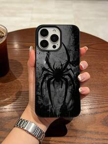 A Dark Spider Print Design Phone Case, High Aesthetic Value All Inclusive Anti Drop Soft Shell Suitable For IPhone17 Pro Max/17 Pro/16 Pro Max/16 Pro/16/15 Pro Max/15 Pro/15/14 Pro Max/14 Pro/14/13 Pro Max/13 Pro/13/12 Pro Max/12 Pro/12/11 - Black - View 1