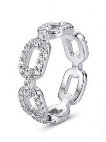 1Pc 925 Sterling Silver Three Rows Of Full Diamonds With Serrated Edges Rings For Women Fit Earring Fine Engagement Jewelry Fashionable And Exquisite Shiny Crystal Earrings Fine Jewelry - Silver - View 38