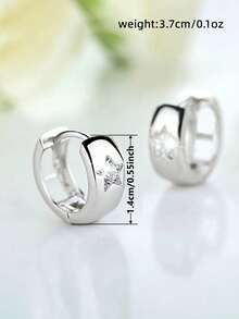 1 Đôi bông tai khoen thời trang đính đá Cubic Zirconia cho bé gái, thích hợp để đeo hàng ngày, dự tiệc hoặc làm quà sinh nhật. - Bạc - Xem 5