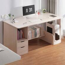 Escritorio moderno de estilo minimalista con dos cajones, escritorio para computadora en casa - Negro - Ver 3