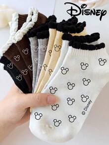 Disney 5/1 Pair Embroidered Women's Socks, Ankle Socks, Gift, Summer Socks, Minnie Mouse, Donald Duck, Daisy Embroidered Cartoon Socks, Comfortable Breathable Fashion Women Socks, Novelty Socks - Multicolor - View 6