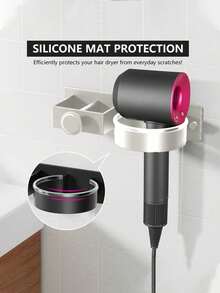 Rose Gold Blow Dryer Holder, Multi-Function Curling Iron Rack, Bathroom Wall-Mounted Storage Shelf, Black ABS Material With Small Drawer, Can Hold High-Power Hair Dryer & Straightener, Heat-Resistant Design, Stable Load-Bearing, Easy Installation Without Drilling, Protect Wall, Organize Beauty Tools, Upgrade Living Quality - View 6