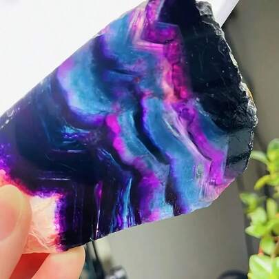 1 Stück polierter Fluorit-Platte, geeignet für Wohndekoration, Büroornamente, Geschenk für Familie und Freunde