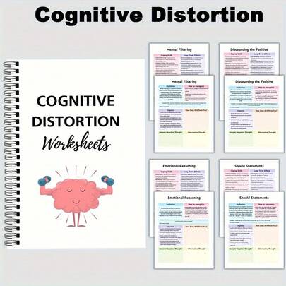 Cognitive Distortion Workbook, Psychological Filtering, Challenging Automatic Thoughts, CBT Relaxation, Cognitive Behavioral Relaxation Exercise Sheet