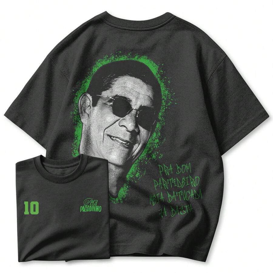 Basic Casual Comfortable Printed T-Shirt - Special Model:  Bom Partideiro - Special Store Promotion - 黑色 - 查看 1