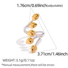 3件套/1件创意个性化金色不锈钢戒指套装，金银色花苞可调节指环，女士时尚饰品，适合日常佩戴、派对、节日和情人节礼物 - 彩色 - 查看 8