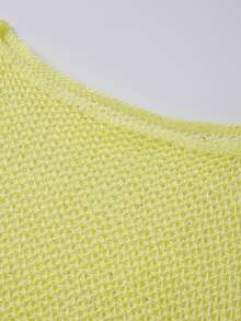 Women Knit Cover-Up, See-Through Solid Irregular Loose Pullover Summer Beach Tops - Yellow - View 7