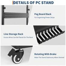 LIZHOUMIL Adjustable Computer Tower Stand With Wheels Rolling CPU Holder Cart 2 Tier Under Desk Mobile PC Stand With Cable Management Rack Professional Office Home Desktop Tower Holder 22 To 34 Inch Length - Black - Four Parts - View 5