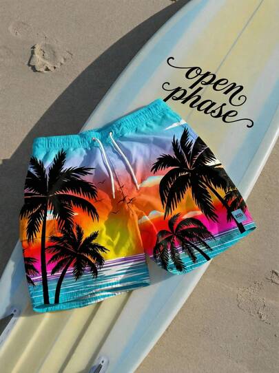 Open Phase Summer Loose Fit Men Suitable For Outdoor Sports, Comfortable And Diverse Casual Shorts, Fashionable Patterns, Versatile And Sports,Hawaiian