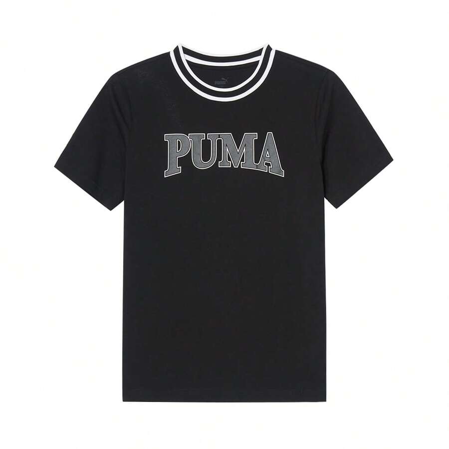 Puma Men's Lightweight Round Neck Short Sleeve Sports T-Shirt With Large Logo, 68218301, Spring/Summer - Black - View 1