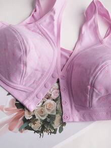 3pcs Front Closure Soft Camisole Bras For Mature Women, Wire-Free Plus Size Comfortable Lingerie,Pink Lingerie,Plus Size Underwear,Spring And Summer Clothing - Nhiều màu - Xem 2