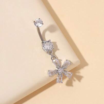1个时尚钛金雪花肚脐环，适合日常佩戴