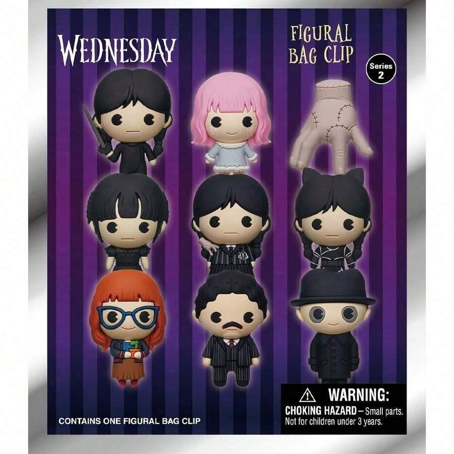 1 pieza Llavero de la serie oficial de Netflix "Wednesday" en caja ciega, figura miniatura de personaje aleatorio, colgante coleccionable de anime de terror y dibujos animados, decoración, regalo de cumpleaños, San Valentín y Año Nuevo para amigos y familia - MN-33055 - Ver 1