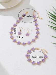 Eleganter personalisierter lila Blumen Schmuck, vielseitiges hochwertiges Geschenk - Mauve - Übersicht 4